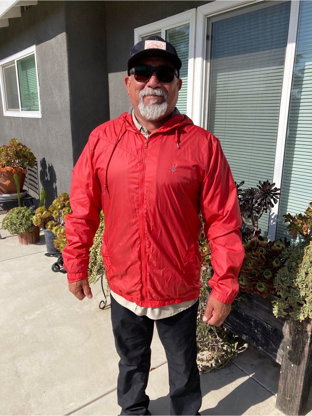 Volcom Men's Red Hooded Windbreaker Jacket